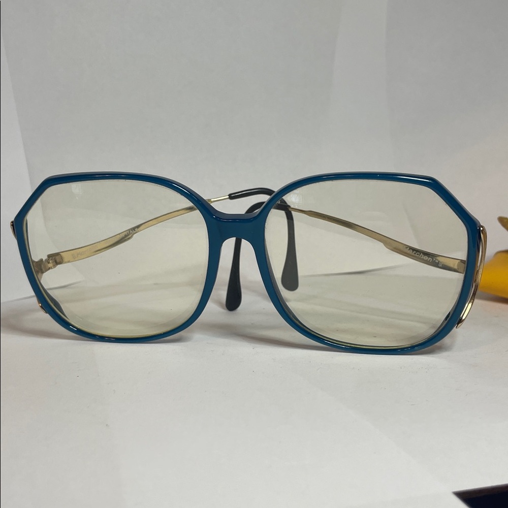 Vintage Marchon Marcolin 135 Teal Blue Oversize Italian made Glasses With Case - Picture 3 of 13